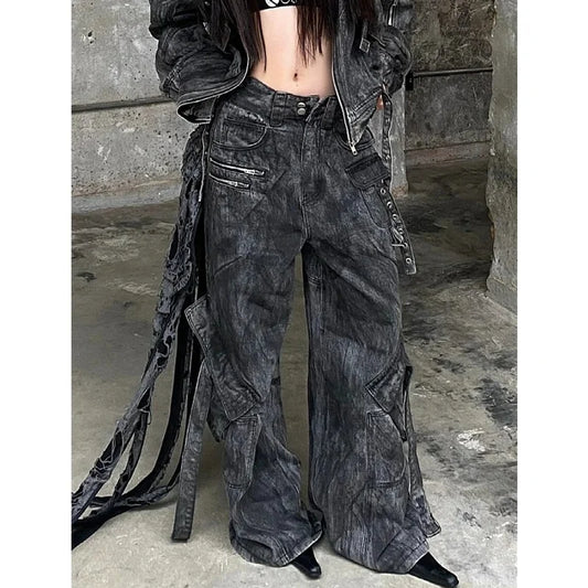 Vintage American Style Black High Jeans