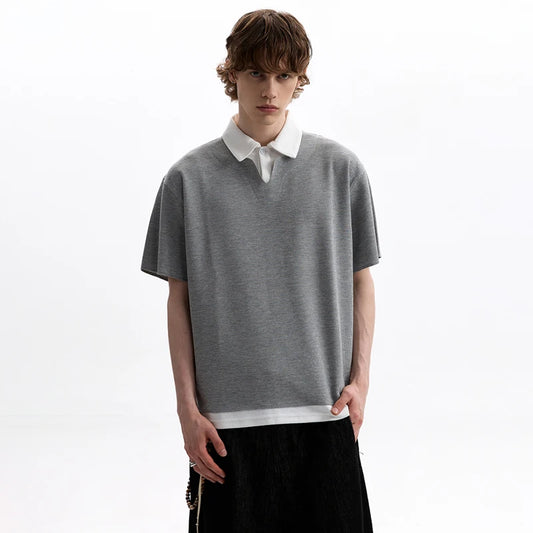 Elegant Two-Piece Lapel Short Sleeve T-Shirt