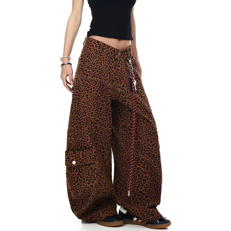 Leopard Print High Waist Slim Jeans