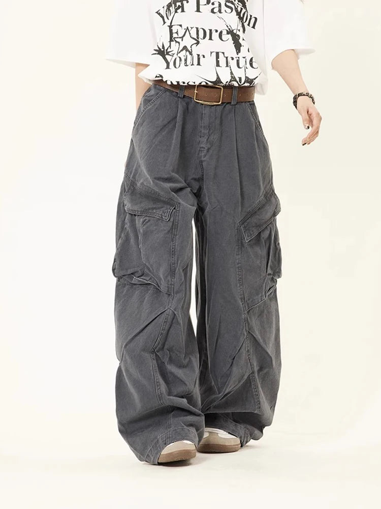 American Style Wide Leg Cargo Jeans