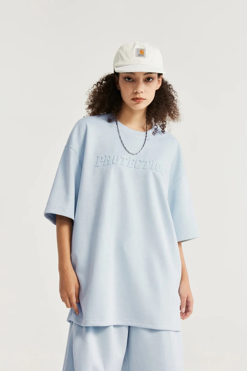 Embossed Oversized Summer Tracksuit Set T-Shirt