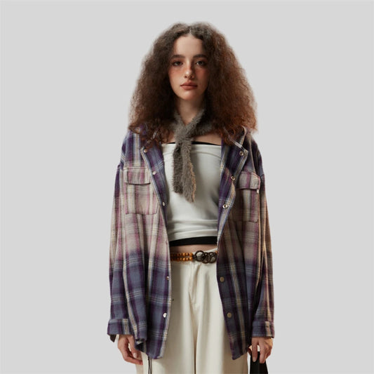 Luxury Plaid Hooded Pure Cotton Shirt