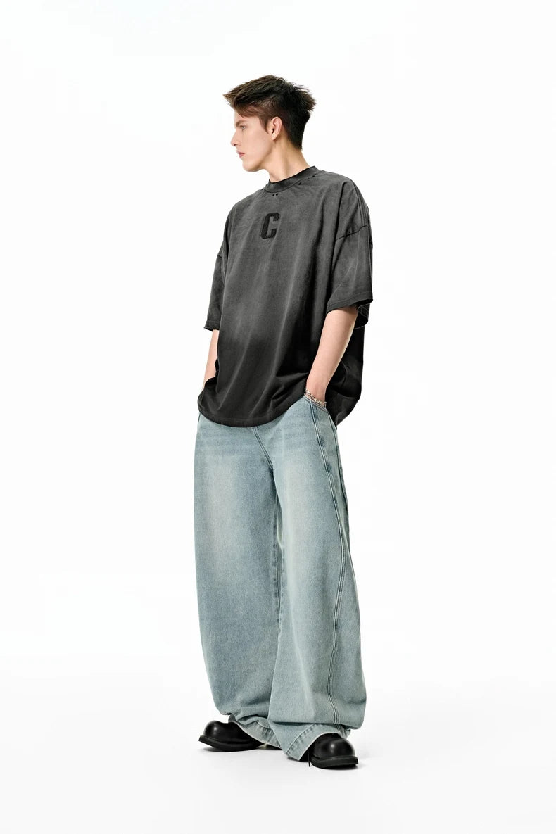 American Vintage Gradient Washed Letter T-Shirt