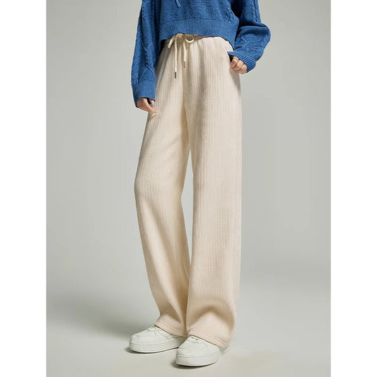 Comfy Fleece Drawstring Wide Leg Pants