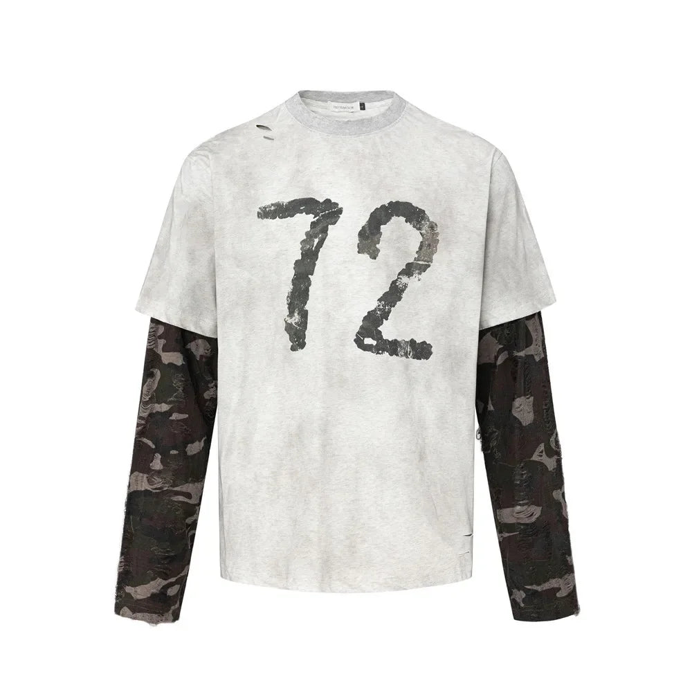 Camouflage Long Sleeve Spliced T-Shirt