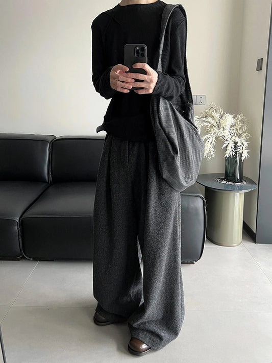 Reddachic Tweed Wide Leg Suit Pants