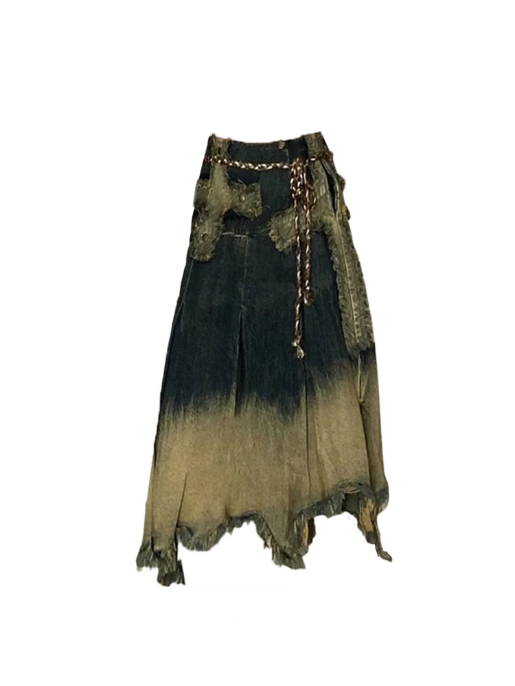Vintage Aesthetic Denim Long Skirt Jeans