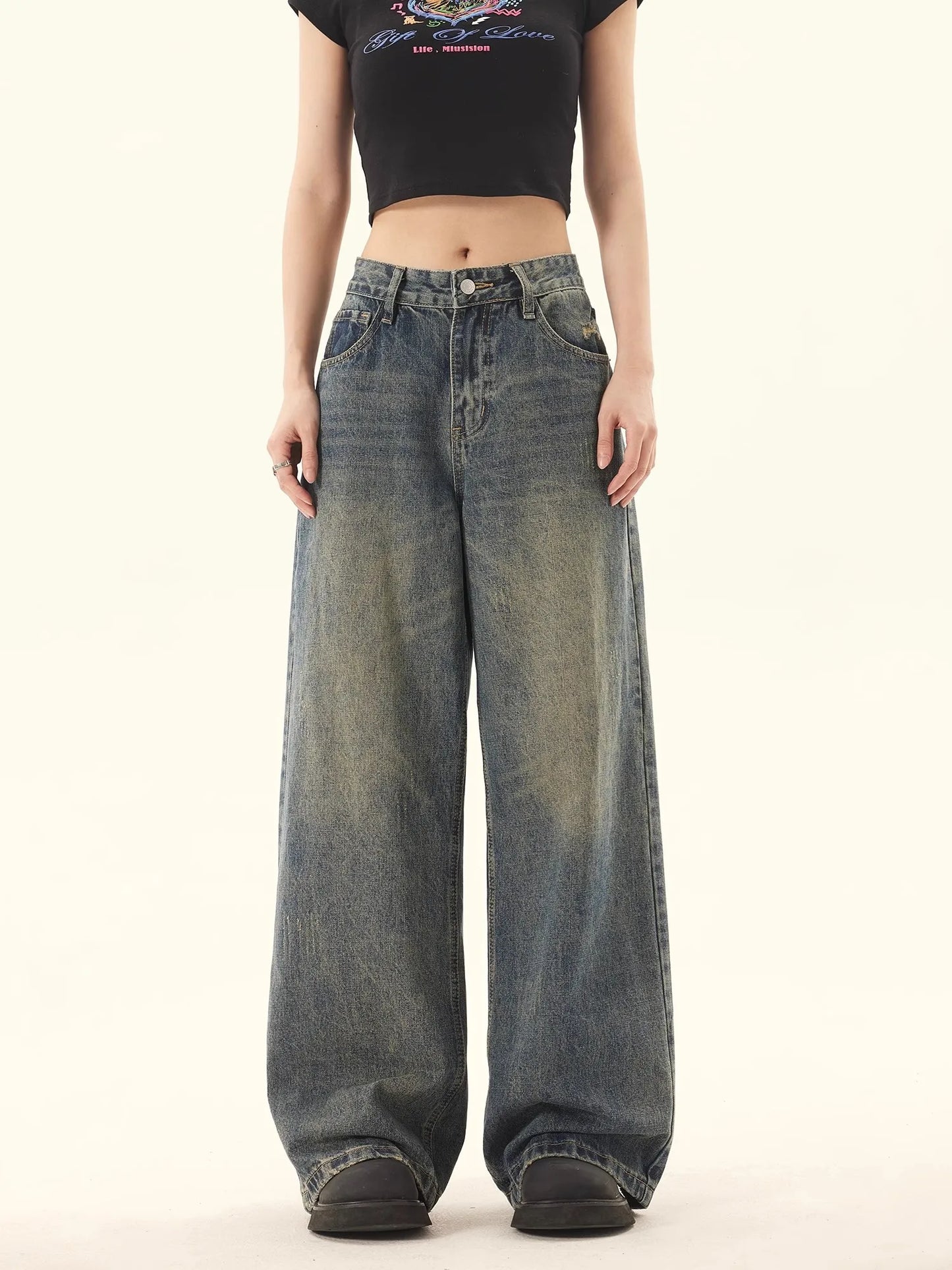 Vintage American Style High Waisted Jeans
