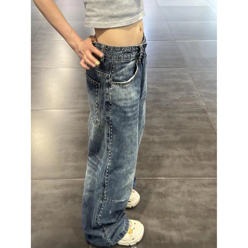 Vintage Oversize Boyfriend Ripped Blue Jeans