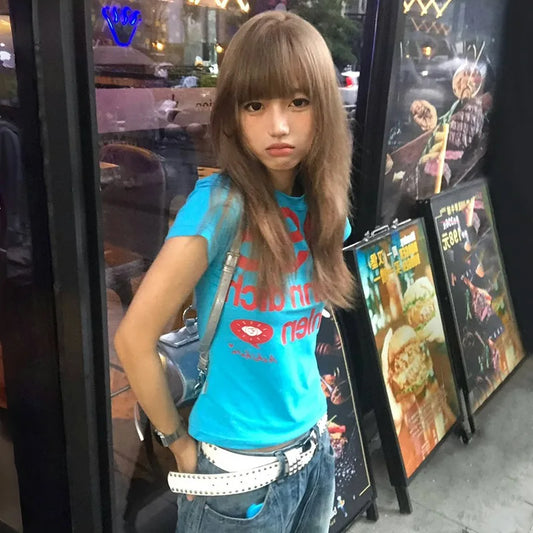 Vintage Japanese Letter Print T-Shirt