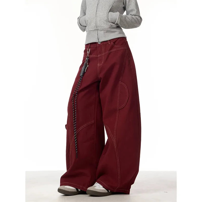 Vintage Red High Waisted Straight Jeans