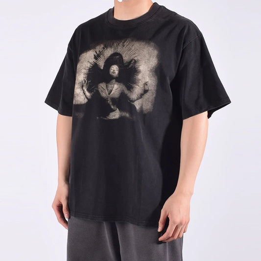 Vintage Portrait Pattern Printed T-Shirt