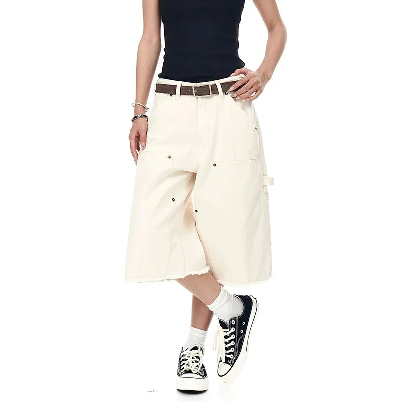 Loose Khaki Straight Leggings Short