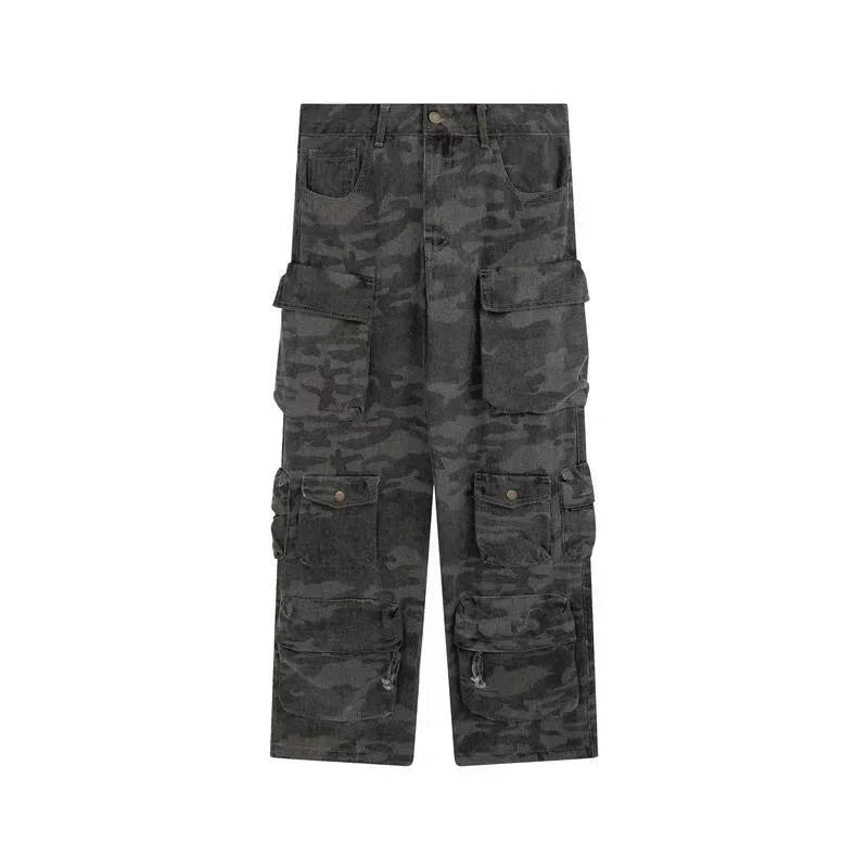 Retro Camouflage Wide Leg Casual Pants