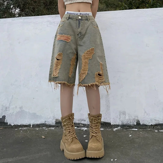 Vintage Washed Denim Shorts