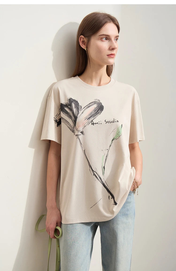 Ink Art Print O-Neck T-Shirt