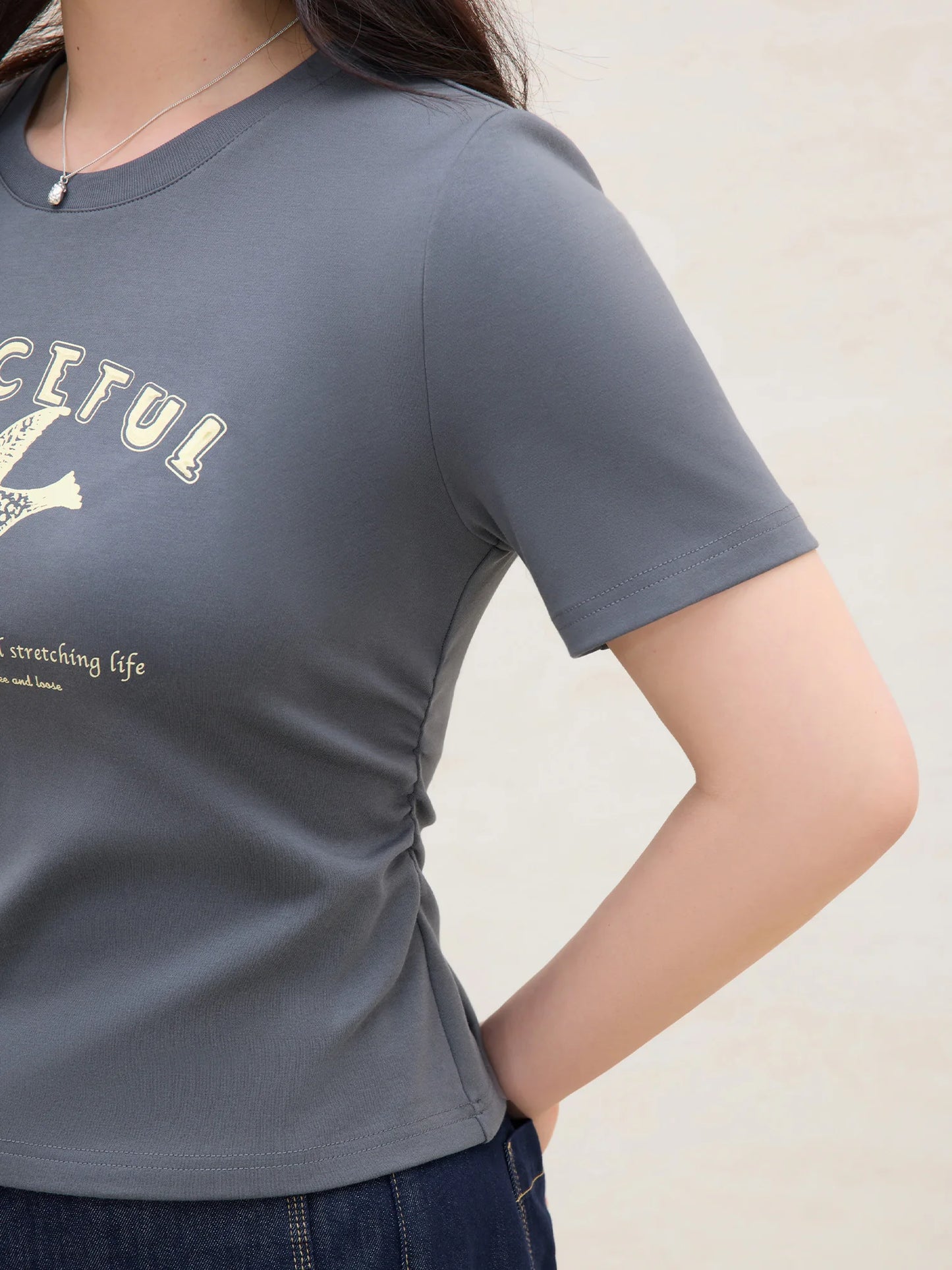 Stylish Printed Round Neck Plus T-Shirt