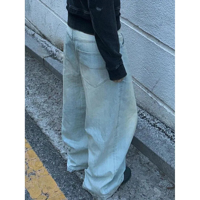 Blue Splicing High Street Straight Jeans