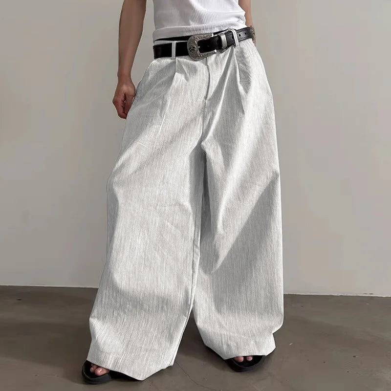 Solid Color Wide Leg Casual Pants