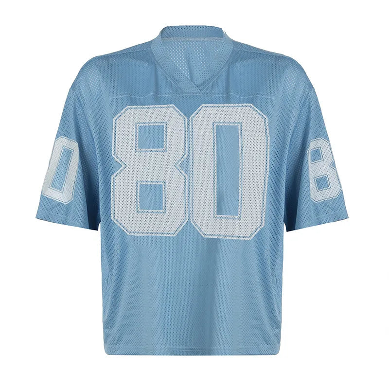 Stylish Number Print V-Neck Football T-Shirt
