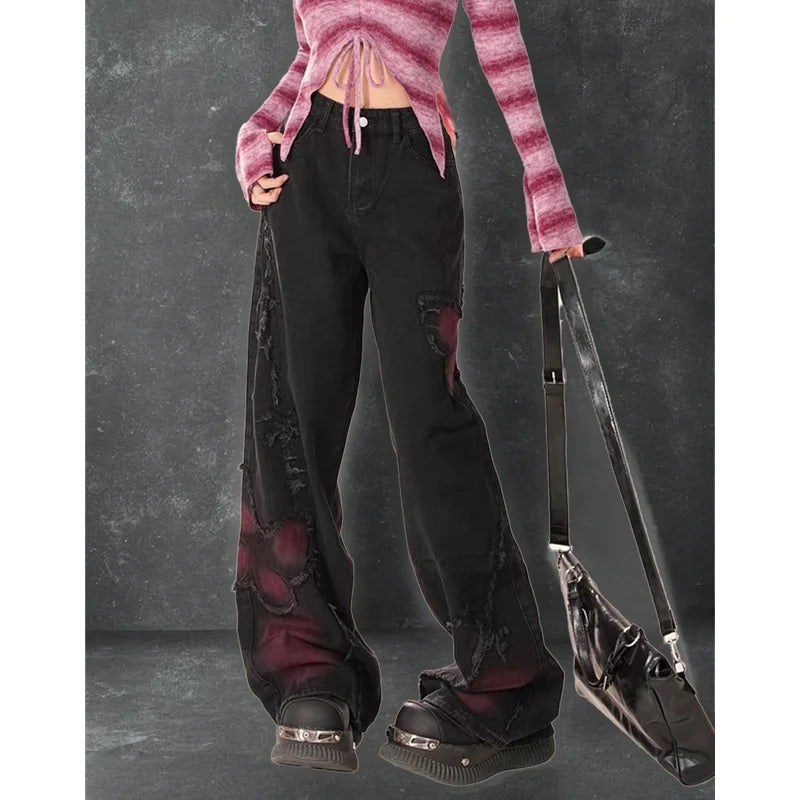 Vintage Gothic Butterfly Baggy Jeans
