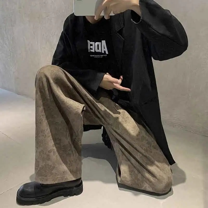 Floral Vintage Khaki Straight Pants