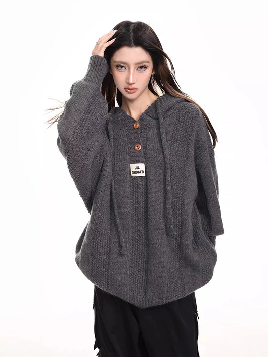 Cozy Button-Up Hooded Sweater Pullover