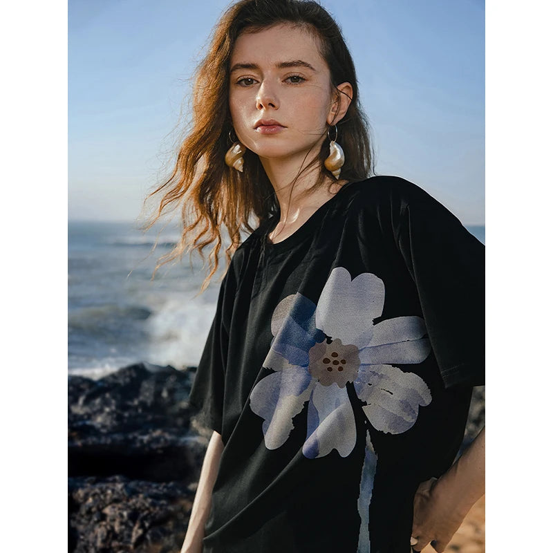 Vibrant Floral Print Short Sleeve T-Shirt