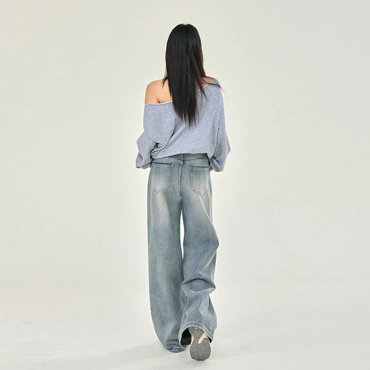 Rainbow Graffiti Printed Denim Wide Jeans
