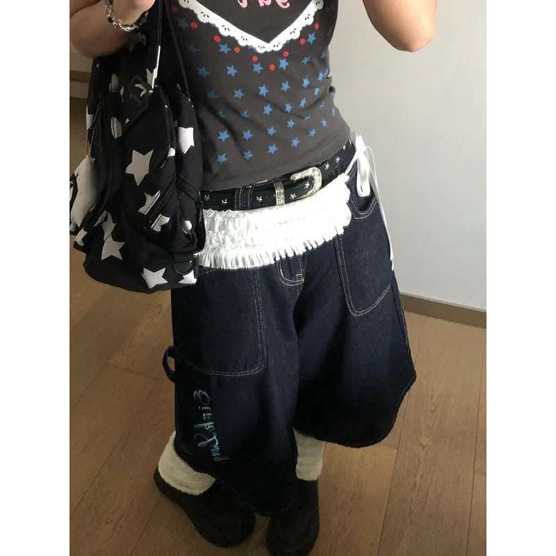 Vintage High Waist Baggy Blue Jorts
