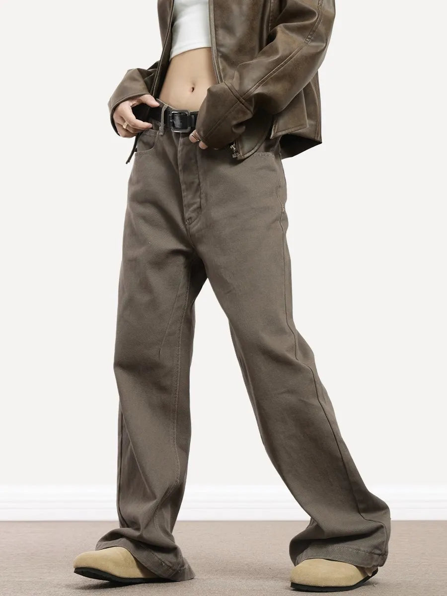 Retro Vintage High Waist Brown Jeans