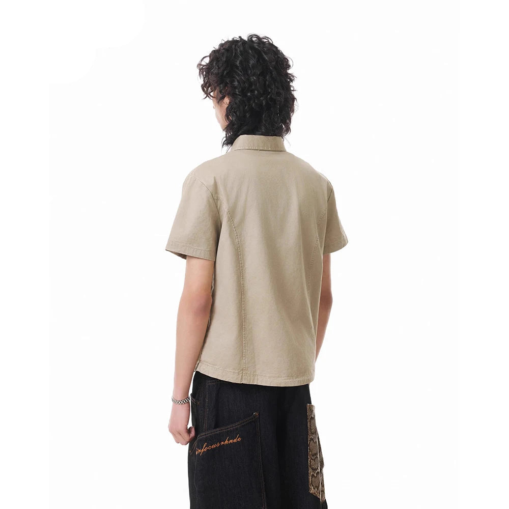 Retro Washed Distressed Cargo Shirt
