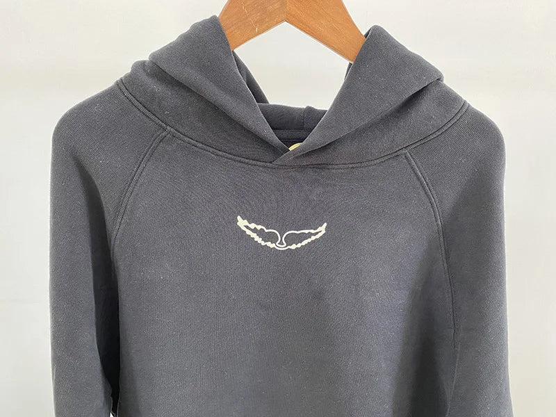 Cotton Raglan Wing Detail Hoodie Shirt