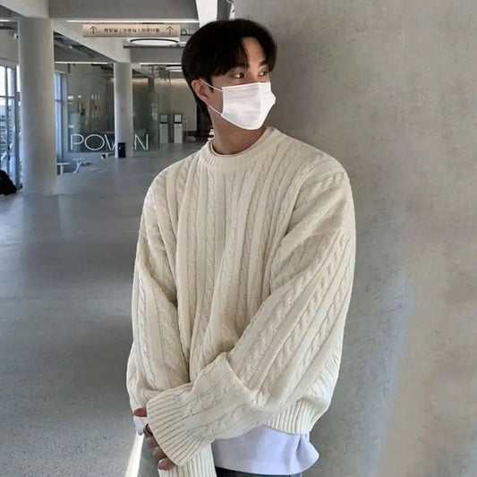 Korean Style Round Collar Sweaters Pullovers