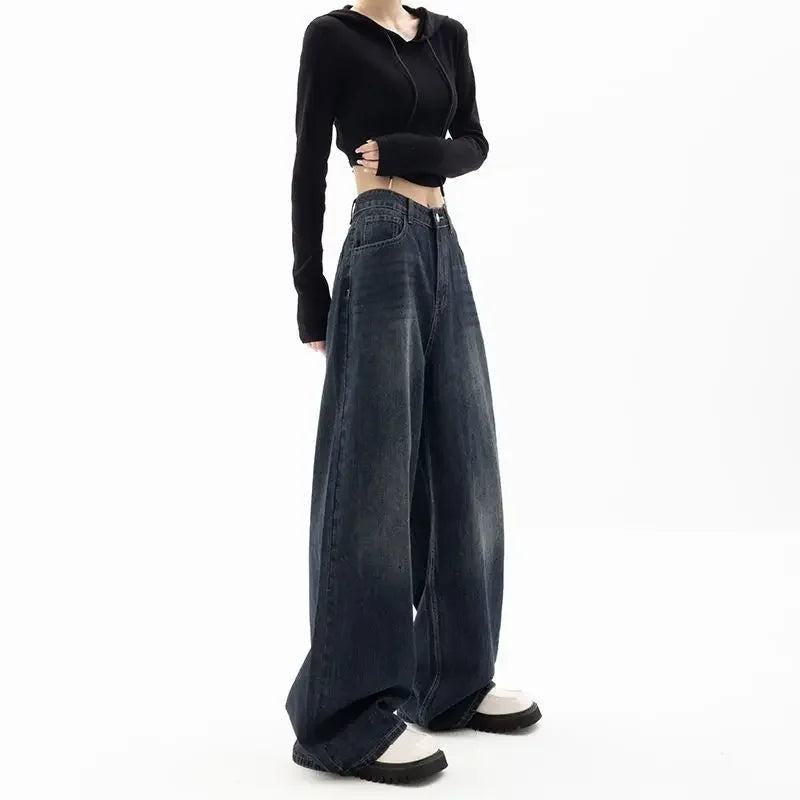 Retro Loose High Waist Wide Jeans