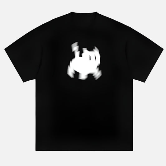 Psychedelic Black Cat Print Graffiti T-Shirt