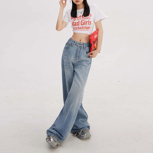 Retro Washed Loose Straight Leg Jeans