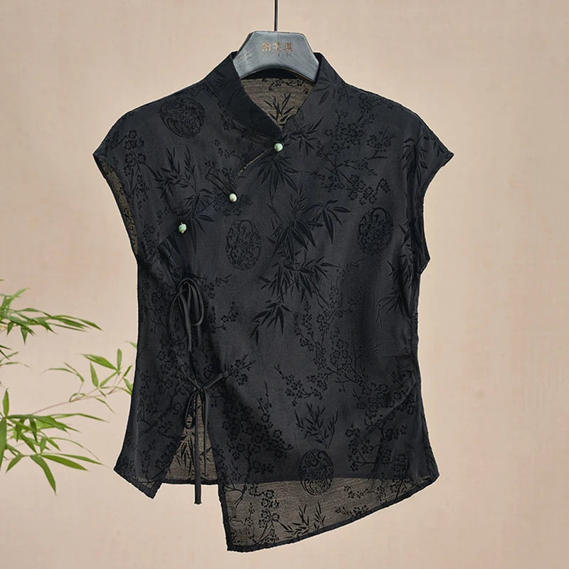 Retro Chinese Style Cheongsam Jacquard T-Shirt