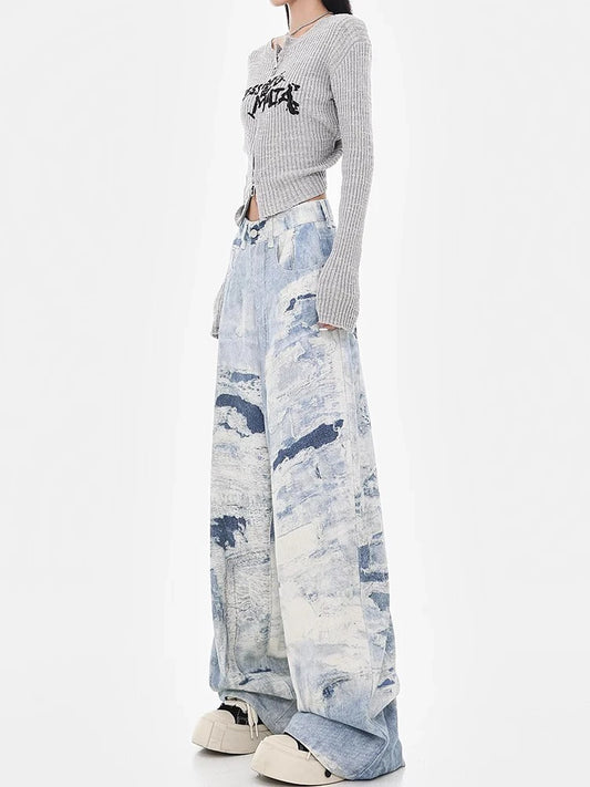 Vintage Washed Tie Dye High Jeans