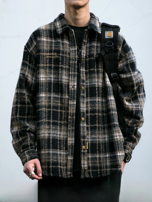 Vintage Japanese Woolen Plaid Cargo Shirt