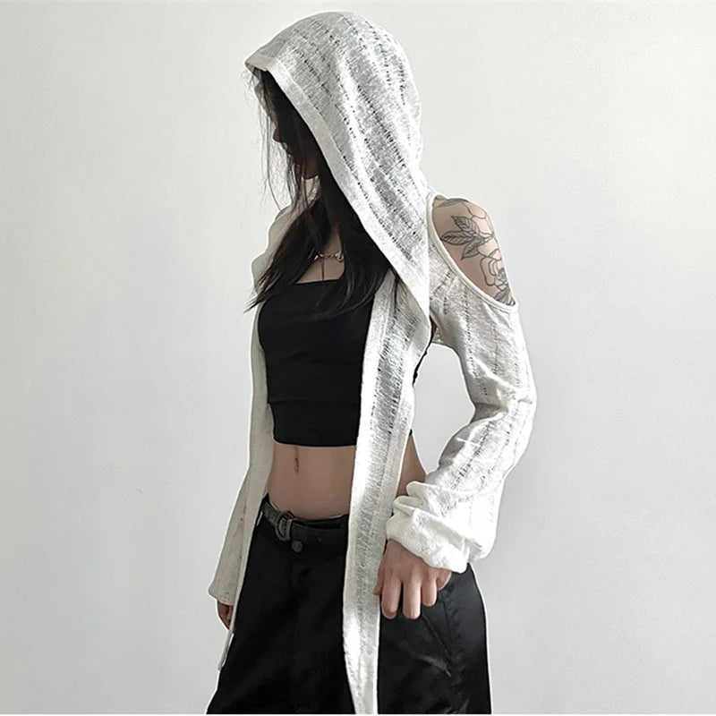 Metal Buckle Hollow Out Sunscreen Cardigan