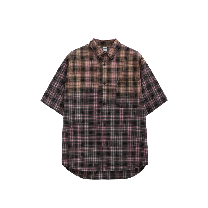 Oversized Plaid Heavyweight Short Sleeved Shirt