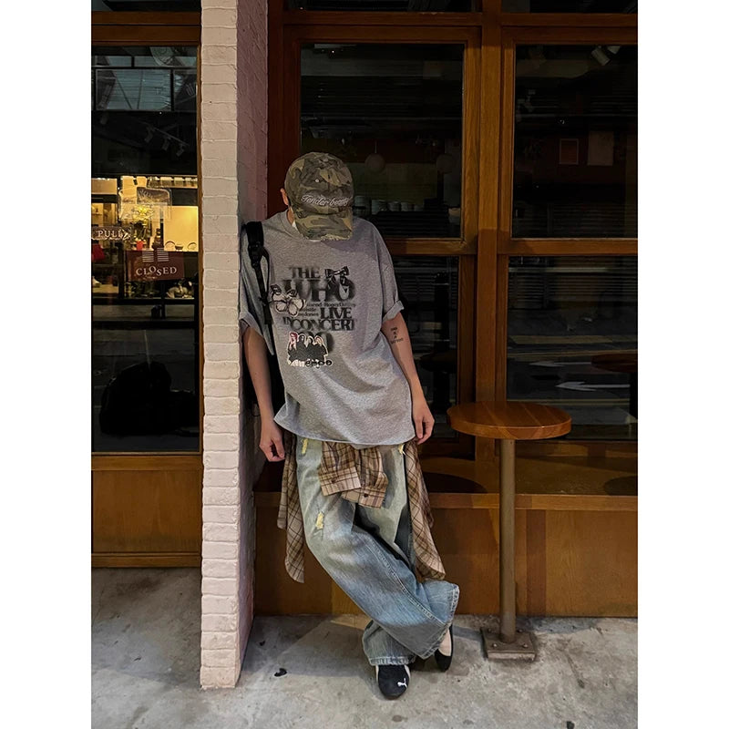 Blue Gothic Y2K Ripped Cargo Jeans