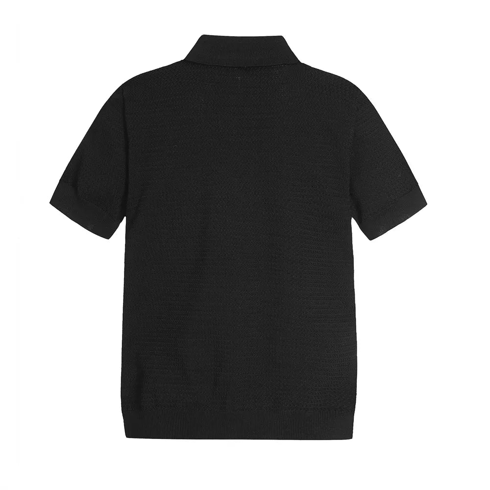 Retro Casual Knitted Polo T-shirt