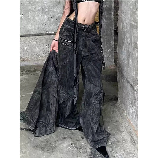 Vintage American Style Black High Jeans