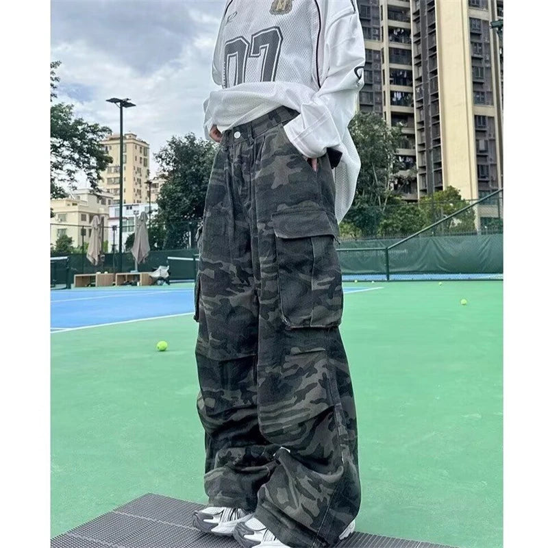 Trendy Oversized Camo Cargo Pants