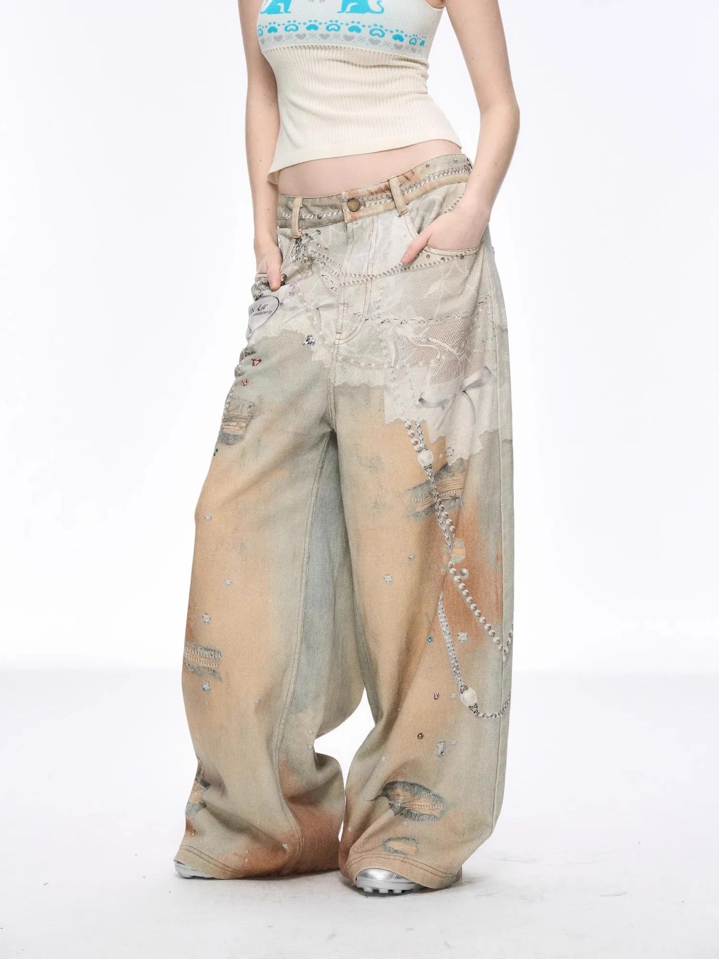 Floral Vintage Wide Leg Jeans
