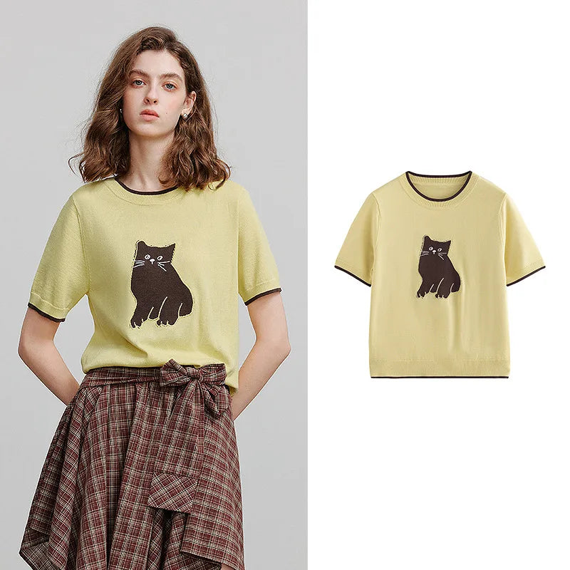 Stylish Knit Short-Sleeve T-shirt