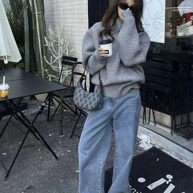 Cozy Korean Knit Pullover Sweater