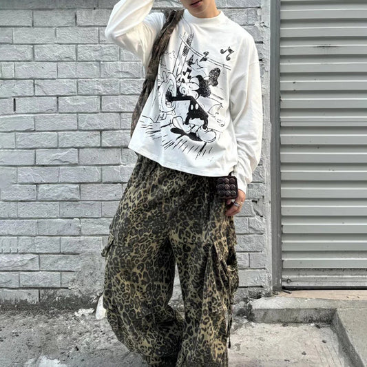 Retro Mickey Cartoon Graphic Long T-Shirt